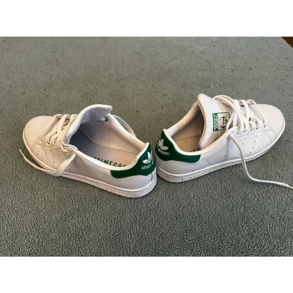 Adidas Stan Smith White Green Leather Sneakers Size 6 - Picture 7 of 8